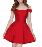 Satin Homecoming Dresses Short Wedding Dresses 2026 Off Shoulder Prom Dress with Pockets A Line Formal Party Gown