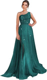 One-Shoulder-Ballkleid mit Pailletten, formelle Kleider für Damen, funkelnde Abendkleider, Tüll-Ballkleid 