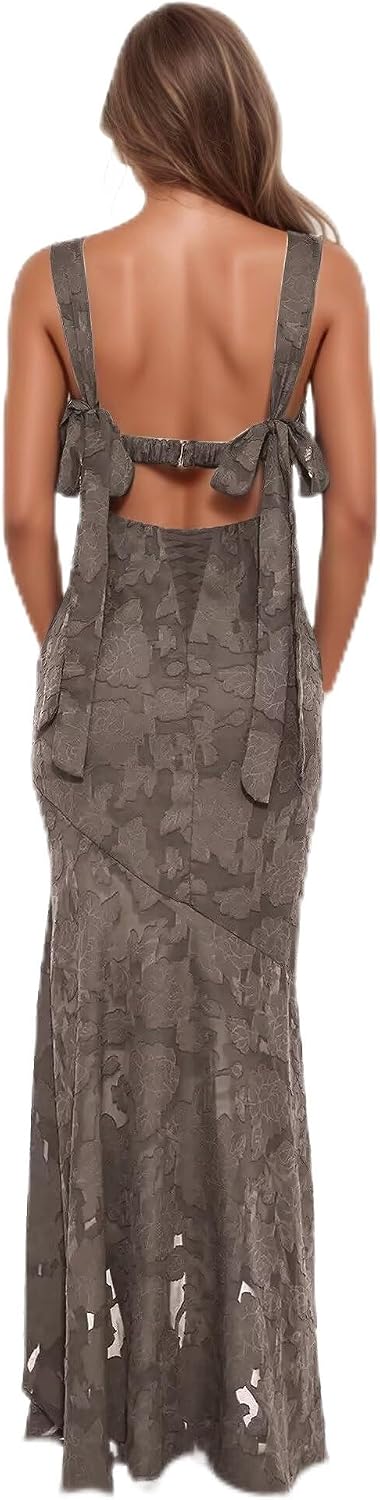 Jacquard Laces Prom Dress for Women Bridesmaid Dresses Bow Strapless Long Formal Wedding Party Gown