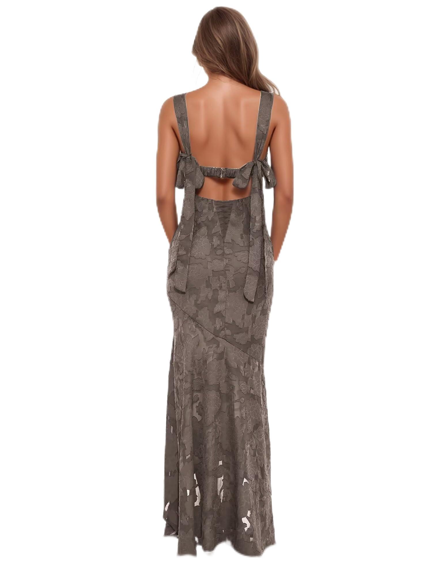 Jacquard Laces Prom Dress for Women Bridesmaid Dresses Bow Strapless Long Formal Wedding Party Gown