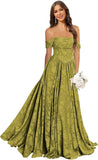 Jacquard Chiffon Bridesmaid Dresses Long Off The Shoulder Formal Evening Dress for Women