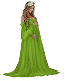 Kingbridal Pearl Tulle Maternity Dress for Photoshoot Long Puffy Sleeve Pregnancy Gown