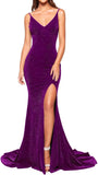 Women's Prom Dress Long High Slit Mermaid Formal Evening Gown for Wedding
