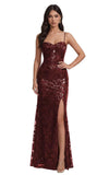 Mermaid Sequin Lace Prom Dresses Long for Women 2026 Spaghetti Straps Corset Formal Evening Party Gown with Slit