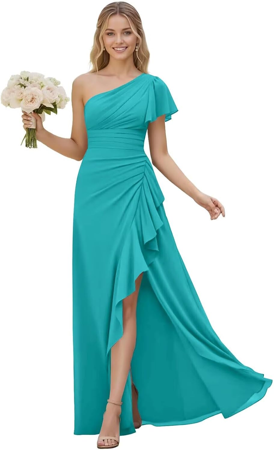 One Shoulder Chiffon Bridesmaid Dresses for Women 2026 A-line Formal Dress