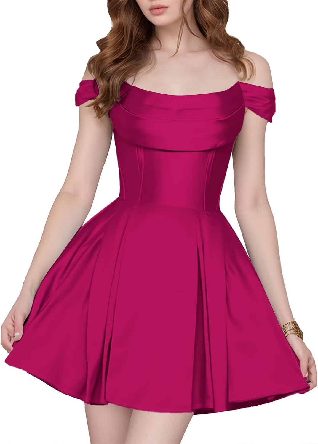 Satin Homecoming Dresses Short Wedding Dresses 2026 Off Shoulder Prom Dress with Pockets A Line Formal Party Gown