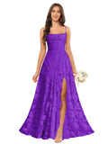 Women’s Ruffled Bridesmaid Dresses Scoop Neck Floral Chiffon Formal Dress Wrap Pleated Wedding Guest Dress