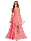 Women’s Ruffled Bridesmaid Dresses Scoop Neck Floral Chiffon Formal Dress Wrap Pleated Wedding Guest Dress