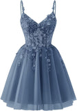 Lace Applique Tulle Homecoming Dresses for Teens Sparkly 3D Flower Short Prom Dress Sequin Quinceanera DAMA Dress