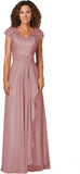 Women's Mother of The Bride Dresses for Wedding V Neck Lace Appliques Formal Evening Gowns