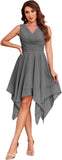 Women's Short Bridesmaid Dresses 2025 V Neck Ruched Chiffon Formal Cocktail Party Dress