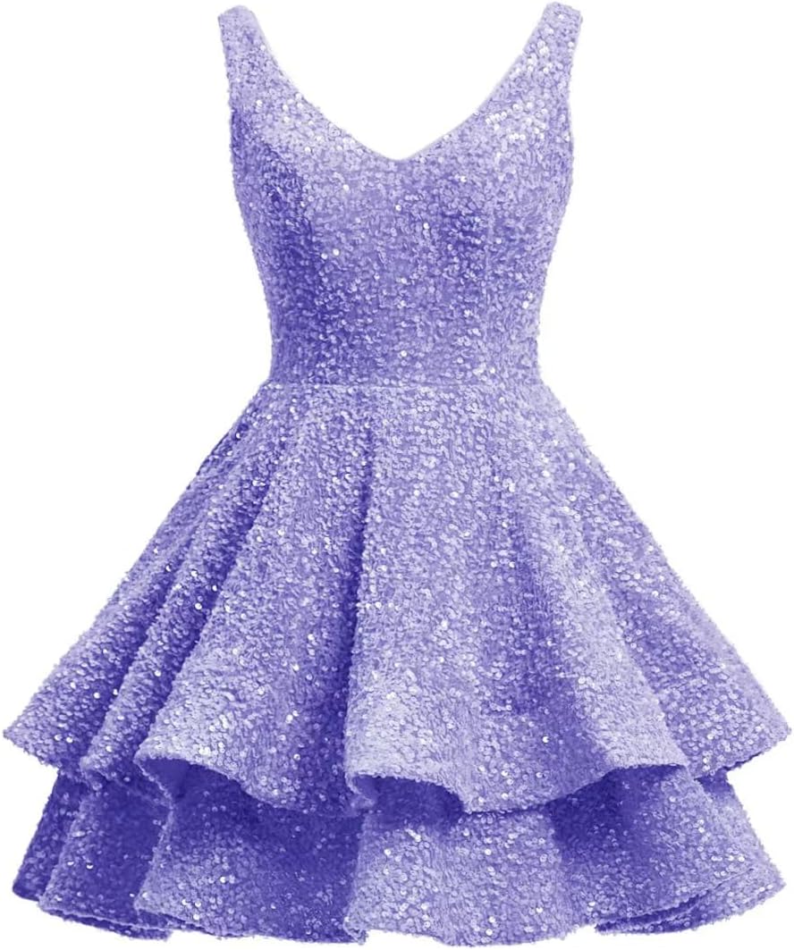 Short 2026 Sparkly Sequin Homecoming Dress for Teen Tiered Corset Ball Prom Cocktail Party Gown for Women