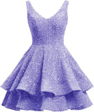 Short 2026 Sparkly Sequin Homecoming Dress for Teen Tiered Corset Ball Prom Cocktail Party Gown for Women