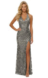 Women's Sequin Halter Prom Dresses with Split Long Mermaid Ruched Formal Evening Gowns 2026