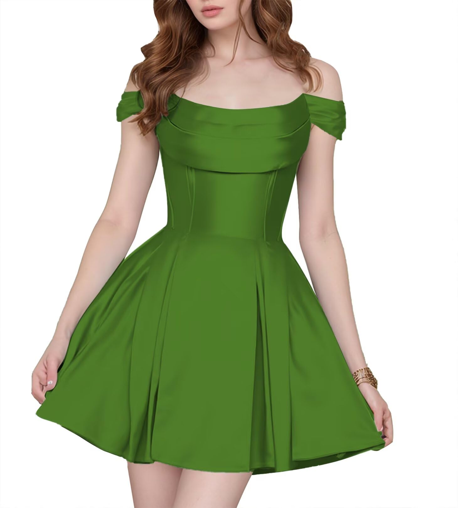 Satin Homecoming Dresses Short Wedding Dresses 2026 Off Shoulder Prom Dress with Pockets A Line Formal Party Gown