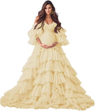 Puffy Tulle Robe Maternity Dress for Photoshoot Off Shoulder Bridal Lingerie Maternity Gowns for BabyShower