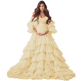 Puffy Tulle Robe Maternity Dress for Photoshoot Off Shoulder Bridal Lingerie Maternity Gowns for BabyShower