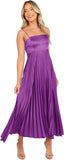 Midi Pleated Bridesmaid Dresses for Women Tea Length Formal Wedding Guest Dresses Prom Formal Gowns