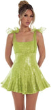 Sparkly Sequin Homecoming Dresses for Teens 2027 Spaghetti Strap Short Prom Dress with Bow Glitter Tulle Cocktail Party Gown