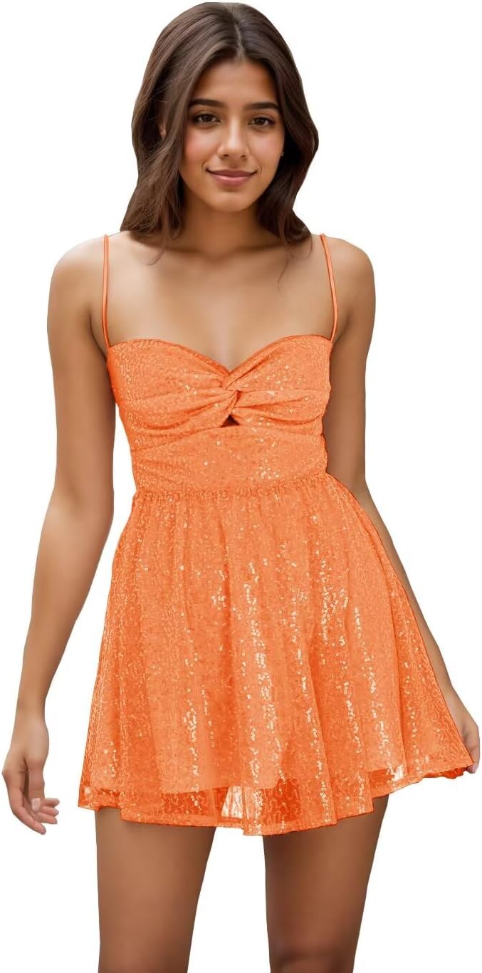 Spaghetti Straps Sequin Homecoming Dresses for Teens 2027 Short Sequin Dresses Mini Formal Cocktail Gown