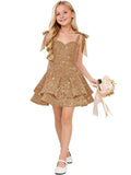 Sparkly Sequin Flower Girl Dress Tiered Cute Bow Spaghetti Straps Sweetheart Toddler Formal Dresses 2026