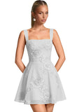 Floral Tulle Homecoming Dresses Short Embroidery Lace A-Line Mini Formal Graduation Cocktail Gown