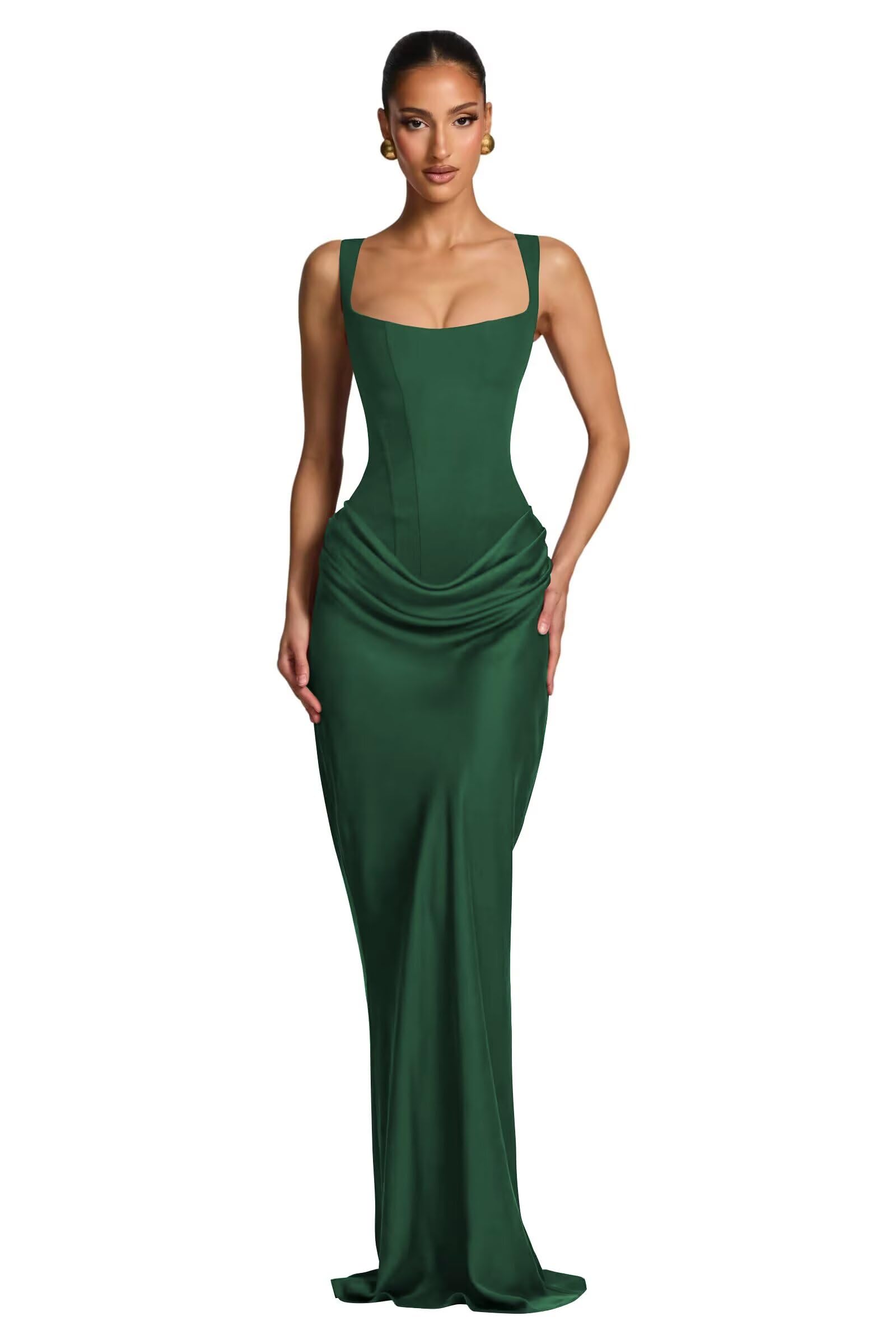 Mermaid Satin Prom Dresses for Women 2026 Spaghetti Strap Formal Dress Ruched Corset Evening Party Gowns