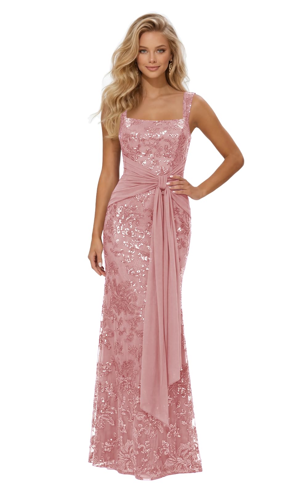 Lace Sequin Spaghetti Straps Prom Dress Long Ball Gown 2026 Mermaid Front Tie Backless Formal Evening Gowns