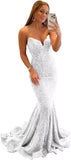 Vestido de fiesta con tirantes finos y lentejuelas, vestido de noche de sirena brillante con abertura, vestidos largos para mujer 2024 