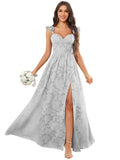 Chiffon Floral Bridesmaid Dresses with Slit Sleeveless Corset Ruffle A Line Long Formal Evening Gowns