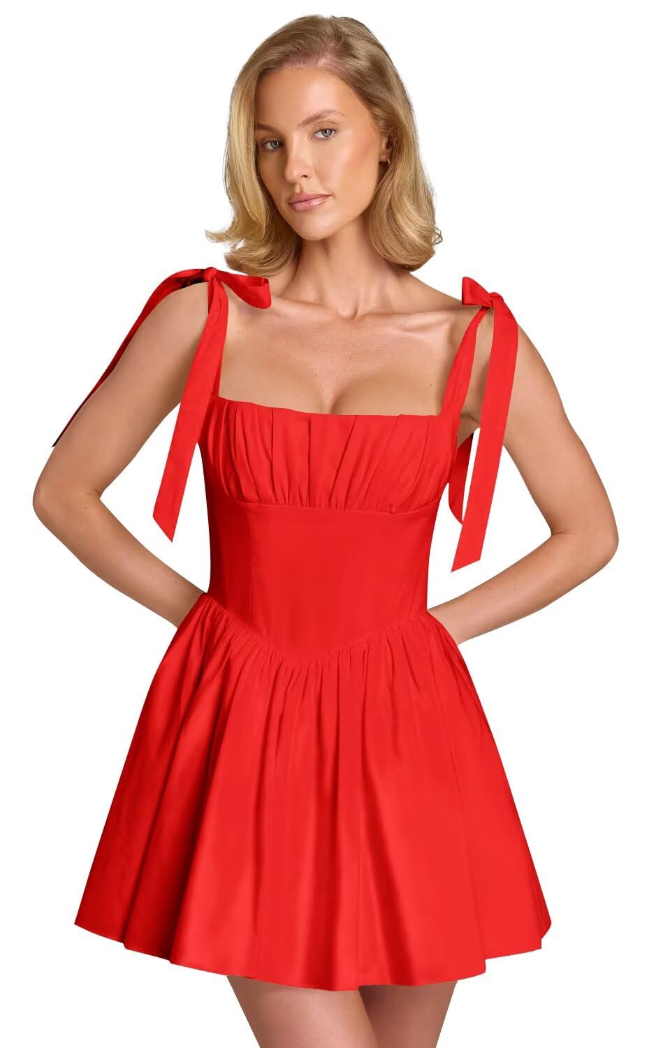 Spaghetti Straps Homecoming Dresses for Teens Satin A-line Short Prom Dress Pleated Cocktail Gowns with Pockets