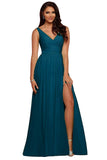 V Neck Chiffon Bridesmaid Dresses for Wedding 2027 Long Pleated Sleeveless Formal Prom Evening Gowns with Slit