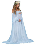 Kingbridal Pearl Tulle Maternity Dress for Photoshoot Long Puffy Sleeve Pregnancy Gown