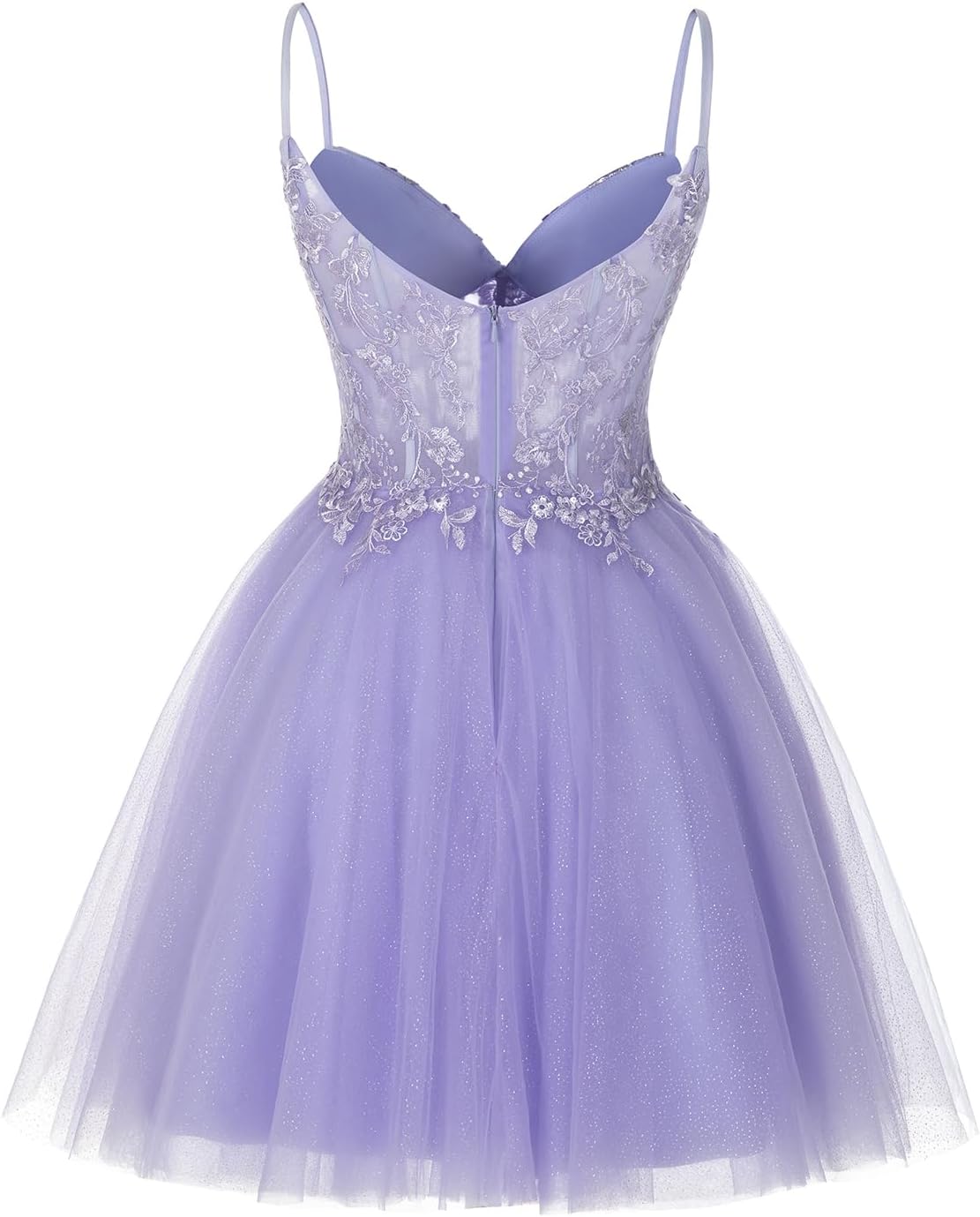 Vestidos cortos de encaje floral para adolescentes, vestido de fiesta con ilusión de tul brillante
