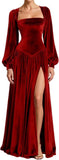 Kingbridal Gowns Long Sleeve Prom Dresses for Women 2027 Velvet Formal Dress with Slit Long A-line Evening Party Gowns