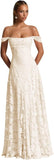 Off The Shoulder Bridesmaid Dresses Long for Women Formal Evening Gown Lace Wedding Guest Dress
