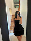 Chiffon Homecoming Dresses for Teens 2026 Spaghetti Straps Short Mini Dress A Line Formal Cocktail Party Prom Dress