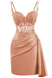 Lace Satin Homecoming Dresses for Teens 2027 Short Prom Dress Spaghetti Straps Corset Cocktail Formal Evening Gowns