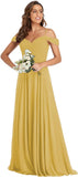 Off The Shoulder Chiffon Bridesmaid Dresses Long Spaghetti Straps A Line Formal Party Dress