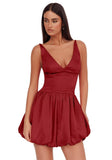 V Neck Satin Homecoming Dresses for Teens 2027 Short Prom Dress A-Line Backless Cocktail Party Gowns with Pockets