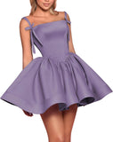 Satin Homecoming Dresses for Teens 2027 Spaghetti Straps Square Neck A-line Short Prom Dresses with Pockets