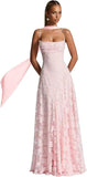 Floral Lace Bridesmaid Dresses for Women Long Spaghetti Straps Formal Evening Gowns with Scarf