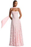 Floral Lace Bridesmaid Dresses for Women Long Spaghetti Straps Formal Evening Gowns with Scarf