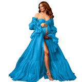 Tulle Maternity Dresses for Photoshoot Long Puffy Bridal Lingeria Robe Pregnancy Gowns Bathgown BabyShower Dress