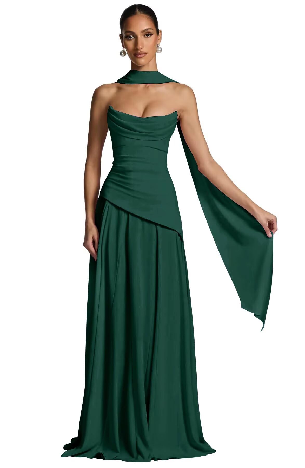 Kingbridal Strapless Bridesmaid Dresses with Scarf 2026 Long A-line Prom Formal Dress