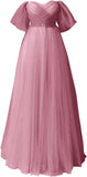 Glitter Tulle Prom Dresses Off The Shoulder Sweetheart Puffy Long Evening Gowns for Women 2027