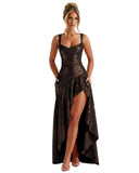 Sequin Prom Dresses with Slit 2026 Spaghetti Straps V Neck Corset A Line Formal Dress