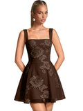 Floral Tulle Homecoming Dresses Short Embroidery Lace A-Line Mini Formal Graduation Cocktail Gown