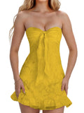 Jacquard Chiffon Homecoming Dress Short for Teens 2027 Strapless Mini Prom Gown Ruffle Cocktail Party Dress