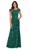 Lace Appliques Scoop Neck Sequin Mother of the Bride Dresses Mermaid Short Sleeve Formal Evening Gowns